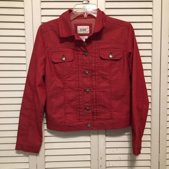 Live a Little Jackets & Blazers - Live A Little Red Denim Button Down Jacket Small